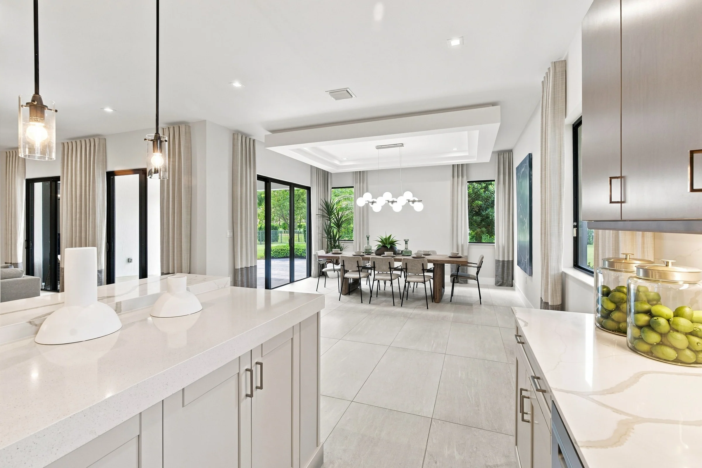 View from the kitchen island toward the dining room